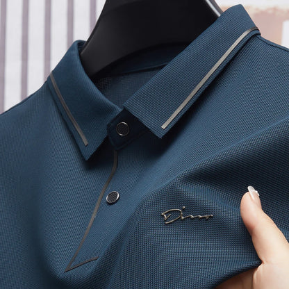 2024 High End Brand Fashion Hot Diamond Short Sleeved Advanced Printed POLO Shirt Summer New Korean Version Men's Lapel T-shirts