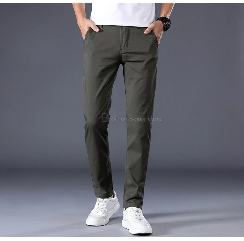 7 Colors Men's Classic Summer Thin Casual Pants Business Fashion Stretch Cotton Slim Solid Color Trousers Male Brand Clothes