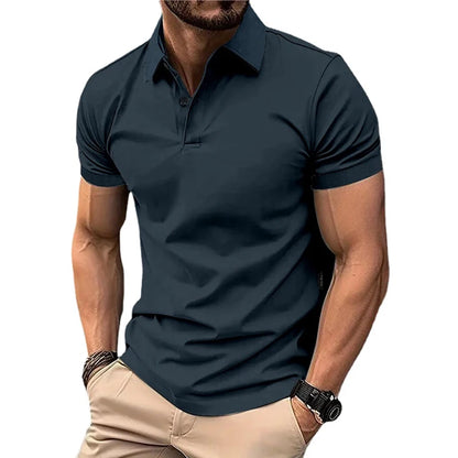 Summer Men's Solid Color Polo Shirt Short Sleeve Lapel Button Tshirts for Men Casual Streetwear Lightweight Jogging Tops