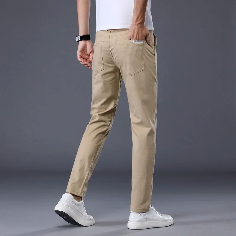 7 Colors Men's Classic Summer Thin Casual Pants Business Fashion Stretch Cotton Slim Solid Color Trousers Male Brand Clothes