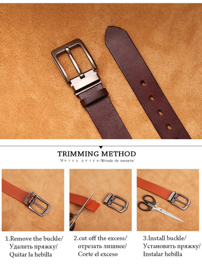 Cowhide Genuine Leather Belts for Men Male Pin Buckle Jeans Waist Belt Mens Black Brown Commuter business Belt Ceinture Homme