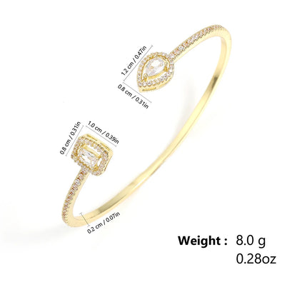 ZAKOL 3pcs AAA Cubic Zirconia Adjustable Open Bangle Bracelets for Women Men Luxury Shiny Geometric CZ Wedding Party Jewelry