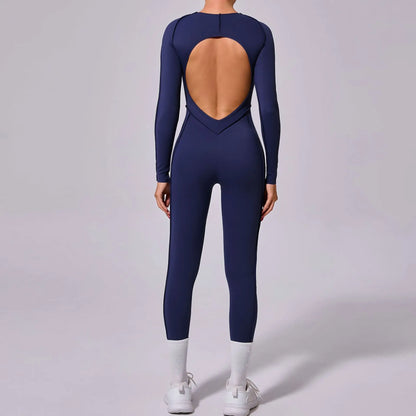 New Autumn/Winter Women's One-piece Yoga Jumpsuit leggings Long-sleeved Sexy Backless Slim Fit Sports Outfit