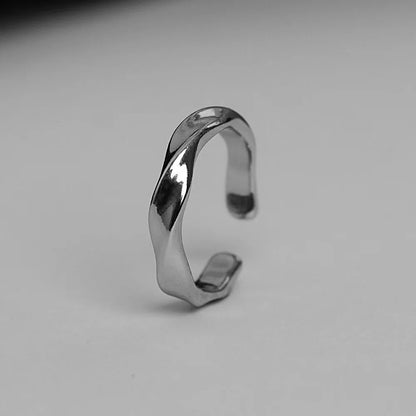 Mobius Wave Ring Silver Color Alloy Open Ring For Women Simple Retro Men Jewelry Trend Accessories Mobius Wave Ring Silver Color