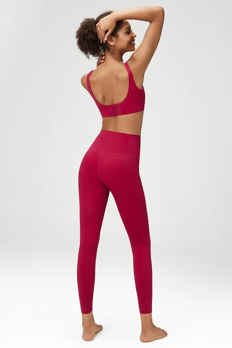 Two Pieces Fitness Yoga Set Women Solid Color Buttery Soft Gym Suit Breathable Workout Running Sportswear Female Clothes