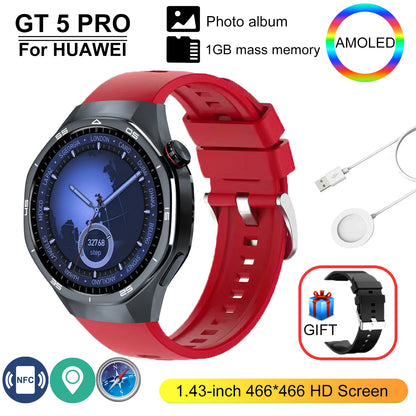 New GT 5 Pro Smart Watch Men Women 1GB Memory 466*466 HD Screen SmartWatch Heart rate Blood oxygen GPS tracker NFC Smartwatch