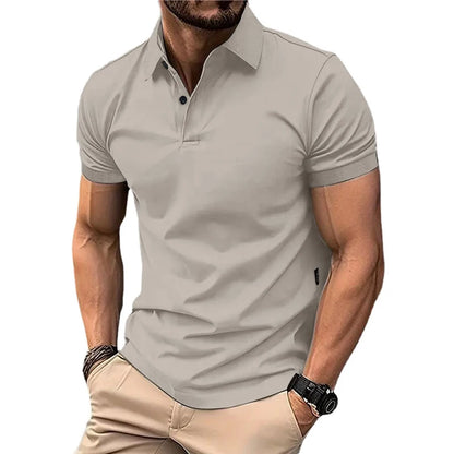 Summer Men's Solid Color Polo Shirt Short Sleeve Lapel Button Tshirts for Men Casual Streetwear Lightweight Jogging Tops