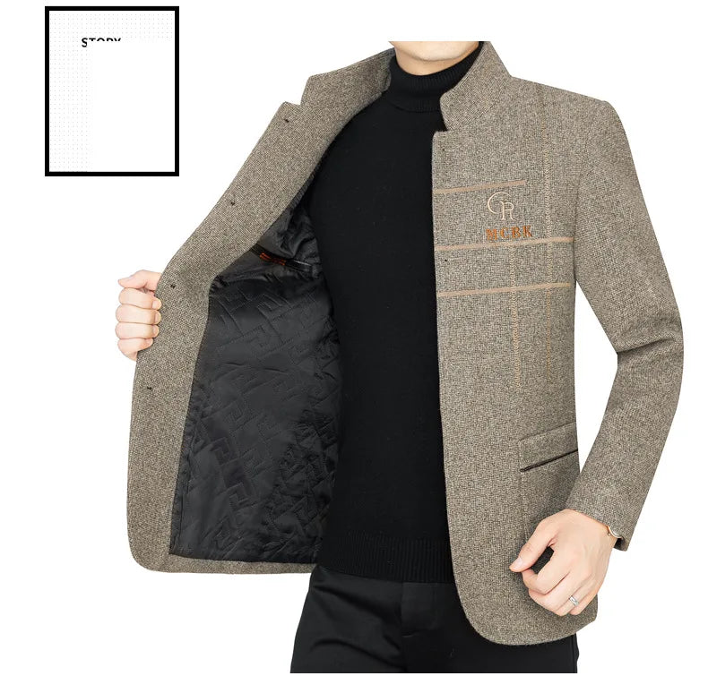 New Men Casual Woolen Blazers Jackets Business Suits Coats Wool Blends Male Autumn Slim Fit Blazers Suits Coats Mens Clothing