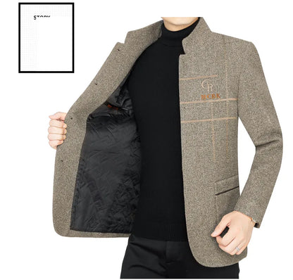 New Men Casual Woolen Blazers Jackets Business Suits Coats Wool Blends Male Autumn Slim Fit Blazers Suits Coats Mens Clothing