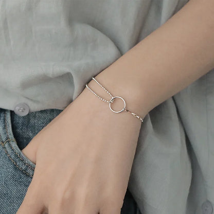 VENTFILLE 925 Sterling Silver Geometric Square Round Bead Bracelet For Women Personality Temperament Simple Hand Jewelry Party