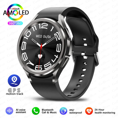 For Samsung Galaxy Watch6 Classic Smartwatch Men GPS Sports Health Heart Rate Waterproof Bluetooth Call Smart Watch 2024 New