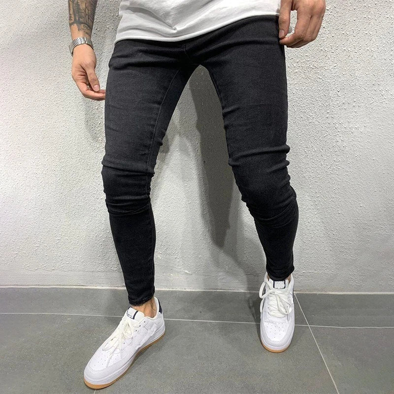 2025 New Men's Stretchy SKinny Jeans Solid Color Slim Fit Casual Pants Fashion Mens Designer Clothes Streetwear Denim Trousers