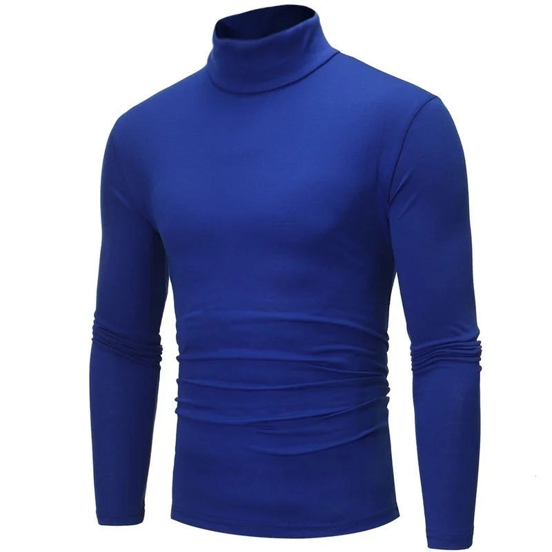 New Fashion Base Tee Shirt Men Slim Fit Knit High Neck Pullover Turtleneck Sweater Tops Shirt