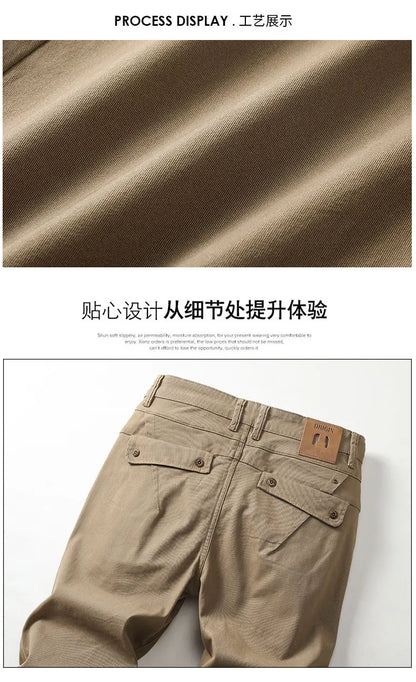 New in Quality Men's Pants Casual Straight Cotton Stretch Chino Trouser Male Classic Golf Slacks Formal Business Work Wear Khaki