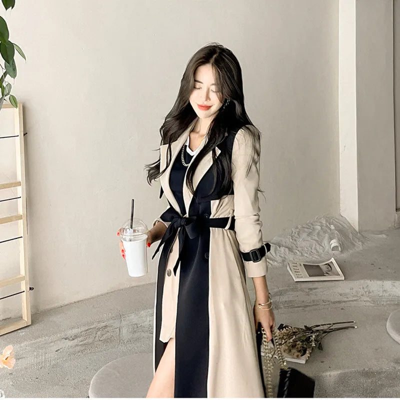 Autumn Mature Style Women's Trench Coat Thin Lined Khaki Coats Lengthened Windbreaker Mature Women Clothing