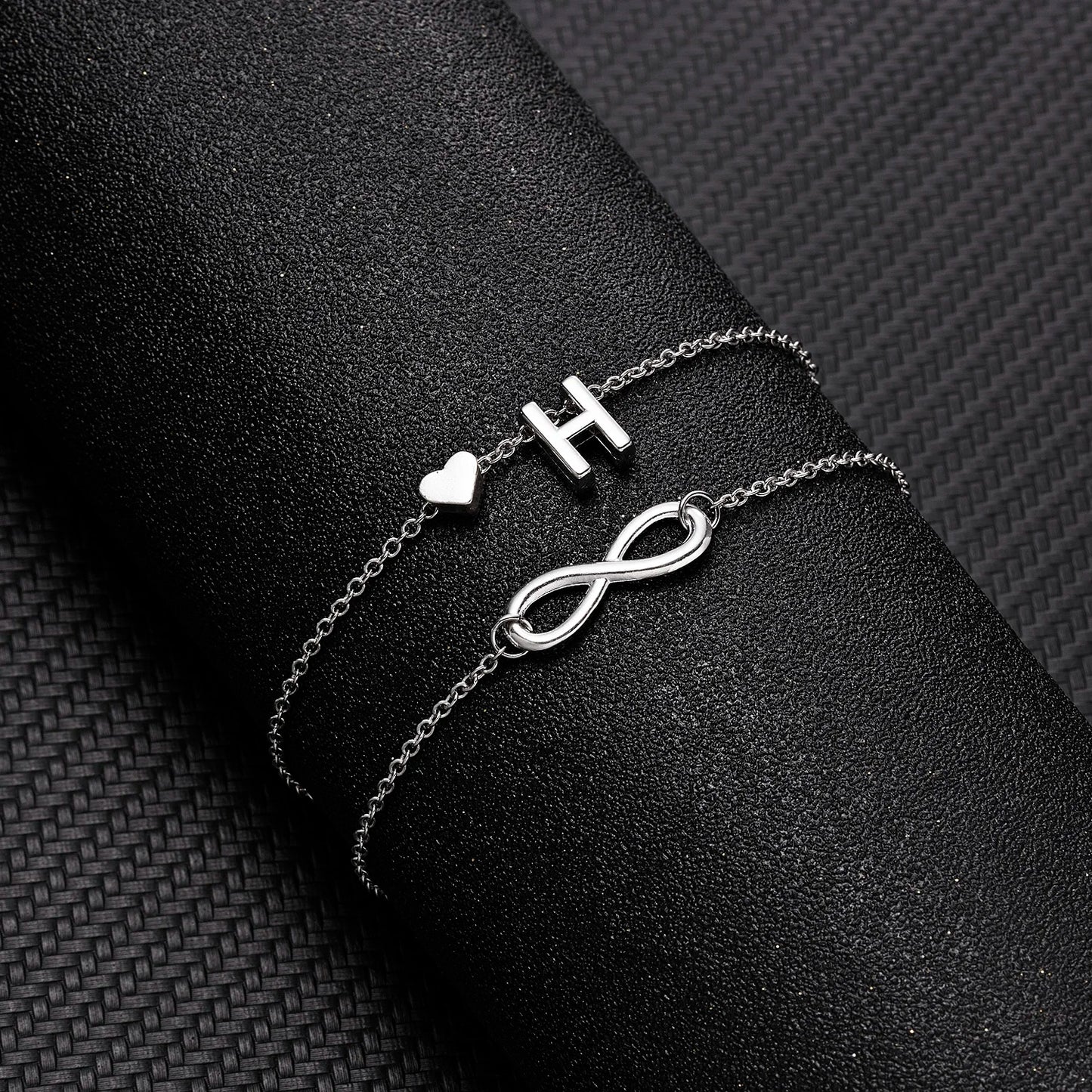 Bohemia A-Z Letter Initial Anklet For Women Silver Color Initial Heart Anklet Bracelet Leg Chain Beach Party Travel Foot Jewelry