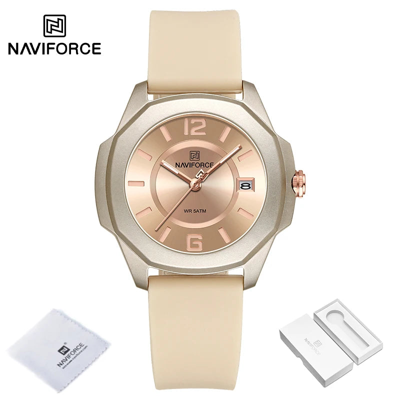 New Style Female Wristwatch NAVIFORCE Casual Sports Quartz Calendar Waterproof and Shockproof Watches for Women Clocks for Gifts