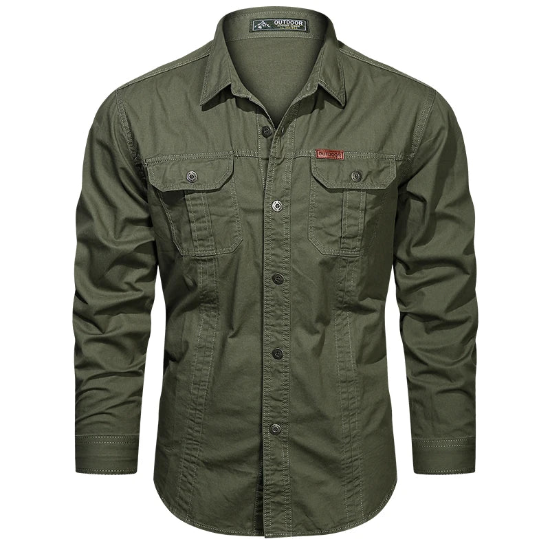 2023 Spring Shirts Men Long Sleeve Casual Cotton Shirt High Quality Camisa Militar Overshirt Brand Clothing Black Blouses 5XL