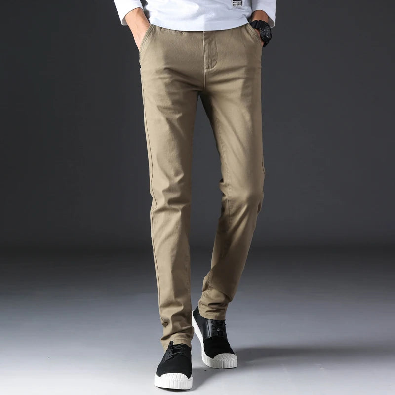 KSTUN 2025 Spring Summer New Casual Pants Men Cotton Slim Fit Chinos Fashion Trousers Male Brand Clothing Basic Mens Pants