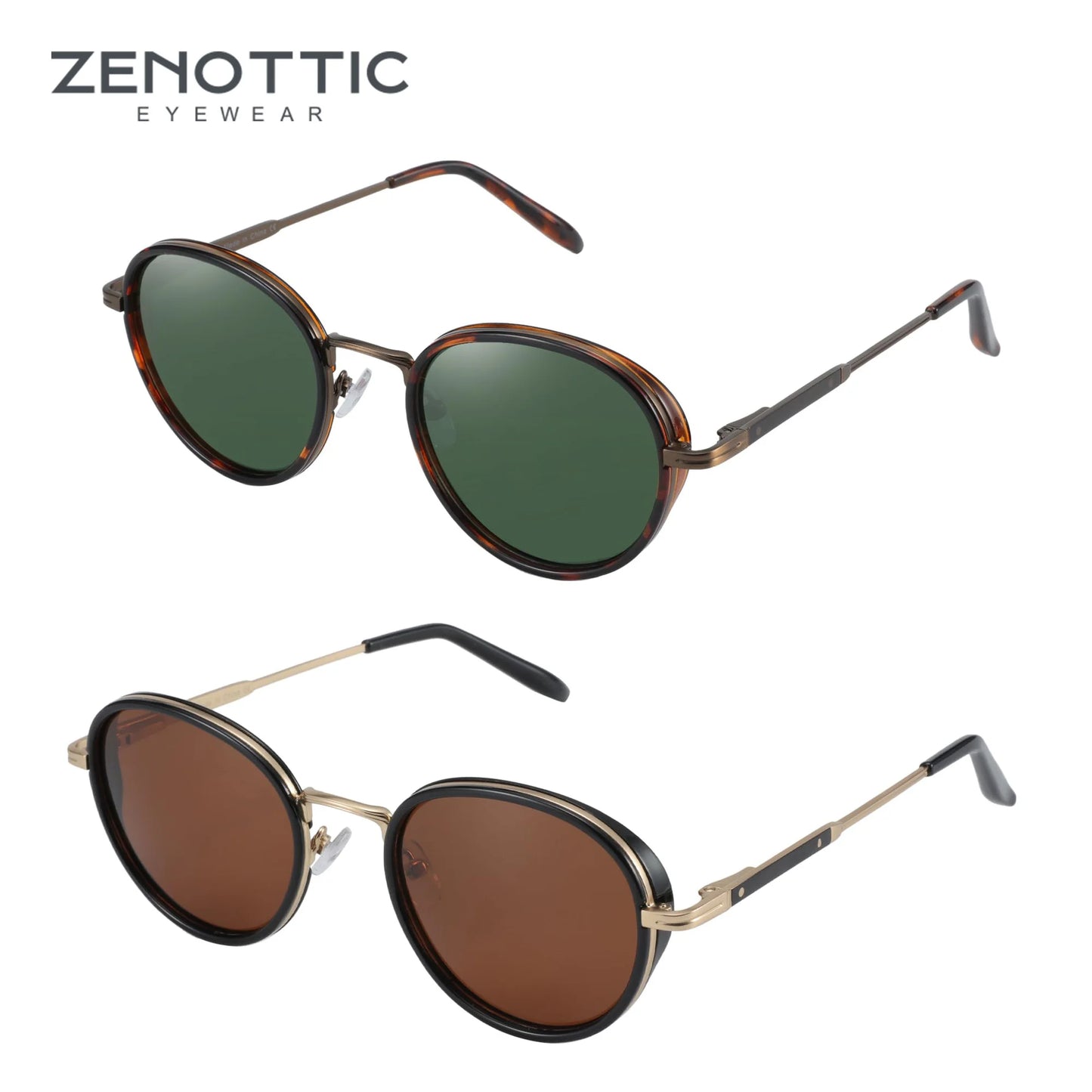 ZENOTTIC 2024/2025 Steampunk Sunglasses Round/Square Polarized Sun Glasses for Women Men Vintage UV400 Shades 430002