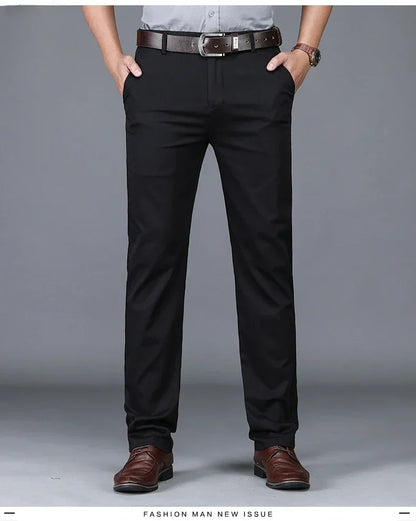 Summer Thin Men's Slim Suit Pants Fashion Business Casual Cotton Green Black Khaki Trousers Male Brand Clothing 30-40