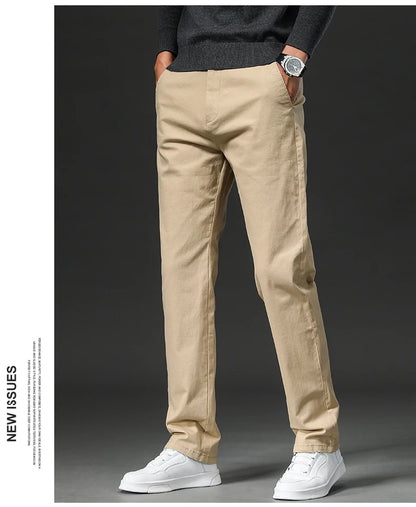 New in Spring Casual Pants Men Straight Fit Cotton Stretch Chino Trouser Male Formal Work Business Dress Khaki Fashion Regular