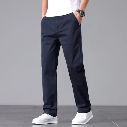 2025 Stretch Men Pants Straight Fit Cotton Golf Trouser Male Spring Summer Formal Dress Office Work Casual Black Navy Blue Khaki