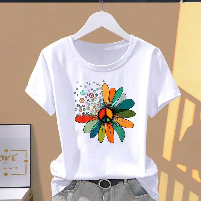 Modal Female Print Fashion Cute Internet Celebrity Short-sleeved T-shirt Women Clothing  Tops  Oversized T Shirt