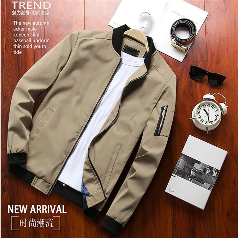 Men Bomber Jacket Thin Slim Long Sleeve baseball Jackets Mens Windbreaker Zipper Windbreaker Jacket Male Outwear Brand Clothing