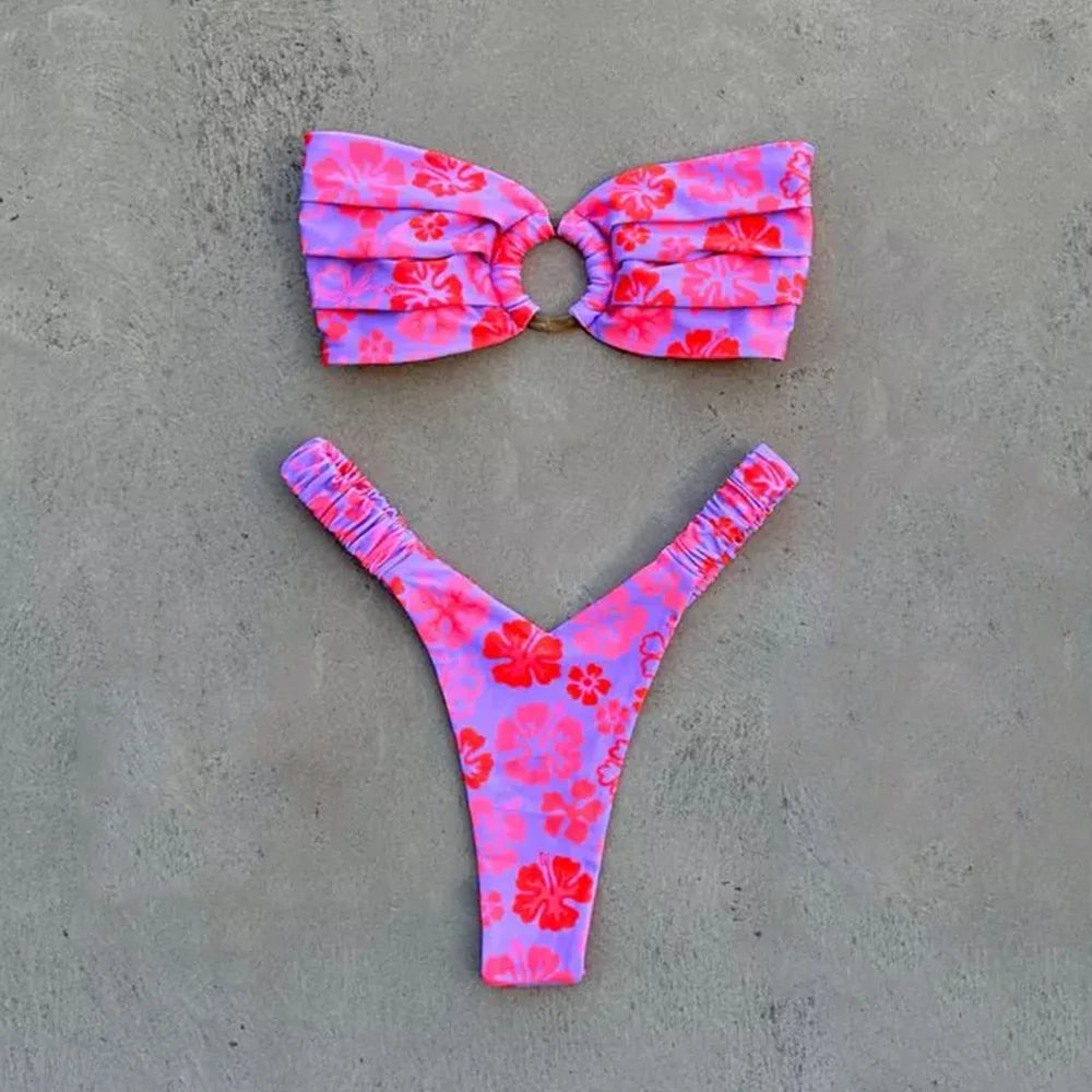 Micro Bikini Push Up Women Swimsuits 2025 Sexy Female Swimwear Brazilian Bikini Set Thong Biquini Swim Suits Print Beachwear