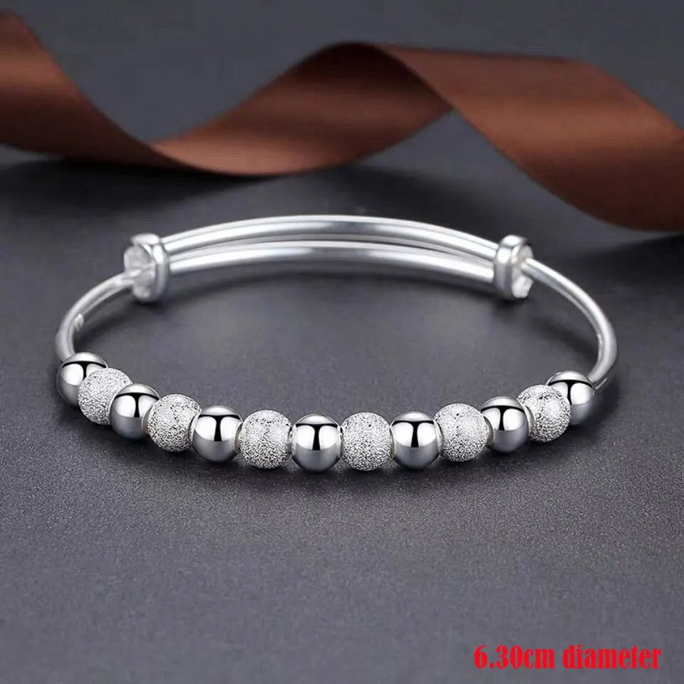 Charms 925 Silver-Color Luxury Beads Bracelets Bangles Cute For Women Fashion Party Wedding Jewelry Adjustable