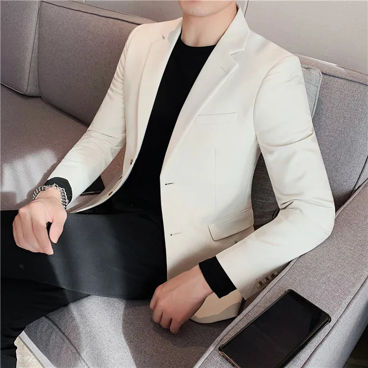 2025 High Quality Solid Single Button Casual Blazer Men's Korean Simple Business Elegant Fashion Party Slim Fit Suit Jacket 4XL