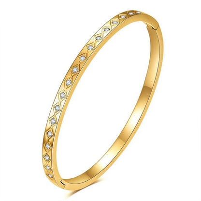 1 Pc Vintage Elegant 18K Gold Plated Stainless Steel Zircon Stars Bracelet for Women Fashion Wedding Jewelry Gift---A674