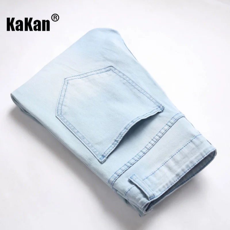 Kakan - New Men's Casual Ripped Jeans In Spring and Autumn, New Youth Slim Elastic Jeans with Small Feet K09-1031