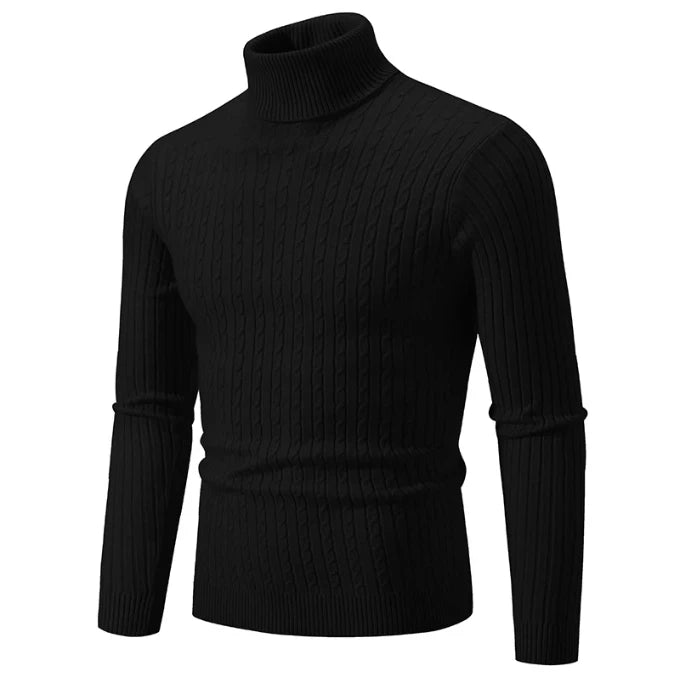 New Men's High Neck Sweater Solid Color Pullover Knitted Warm Casual Turtleneck Sweatwear Woolen Mens Winter Outdoor Tops