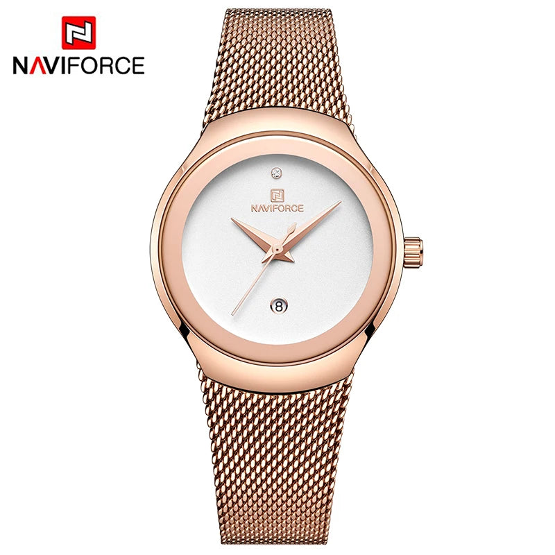 Top Luxury NAVIFORCE Women‘s Business Office Wristwatches Female Stainless Steel Strap Waterproof Girl Bracelet Relogio Feminino