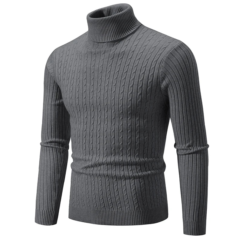 New Men's Turtleneck Sweater Casual Men's Knitted Sweater Warm Fitness Men Pullovers Tops