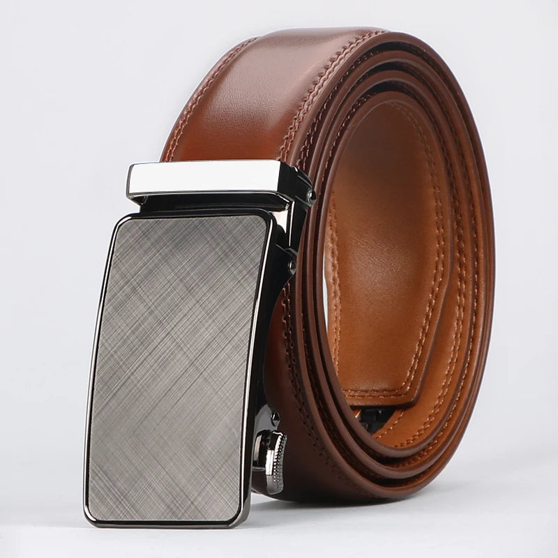 Men's Automatic Buckle Genuine Leather Cowhide Belt, Leisure Fashion Pants Belt, Men Waistband, With Gift Box