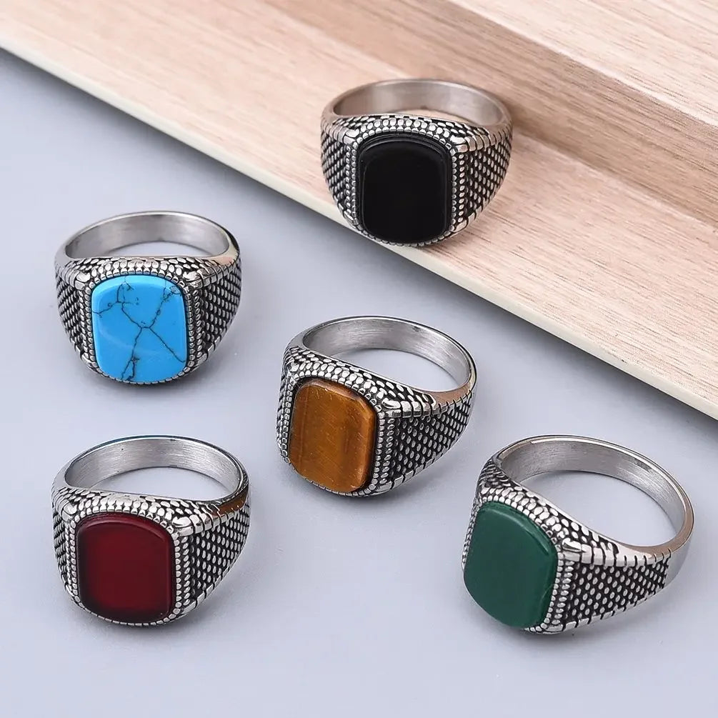 R3248 Men's High Quality 316LStainless Steel Onyx Rings Classic Fashion Trend Jewelry Eco-Friendly Material