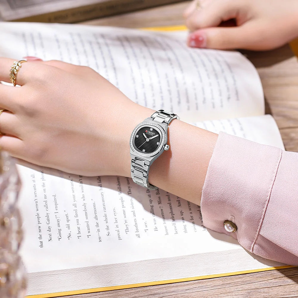 CURREN Round Mini Dial Quartz Watch Ladies Simple Casual Alloy Case Wristwatch Stylish Fashion Gift for Women Montres Femmes