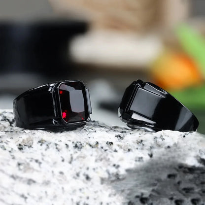 Vintage Black Red New Fashion Hand Ornament Punk Hip Hop Personality Men's Ring Gift for Men and Women Кольцо С Эмалью