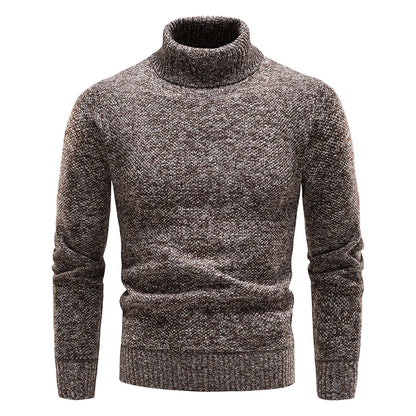 Autumn Winter Fleece Sweater Men Thicker Turtleneck Warm Pullover Slim Fit Man Clothes Luxury Brand Black Brown Jumpers Elastic