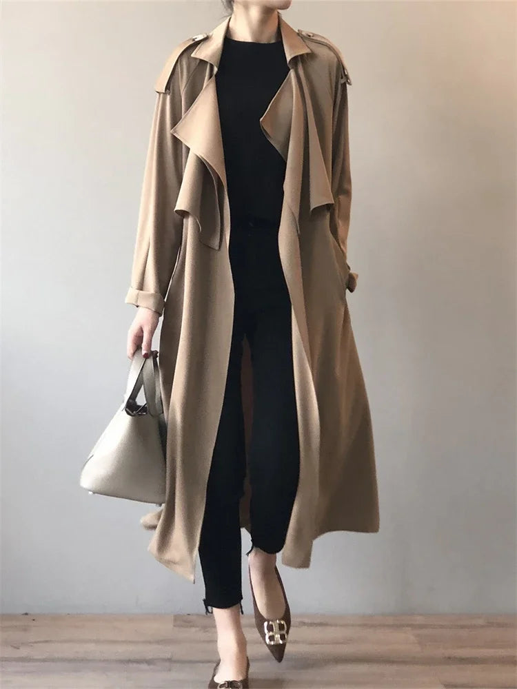 Winter Women Coat Female Trench Jacket Vintage Maxi Classic Long Trench Women Coat Oversize Female Windbreaker Blazers  Coat