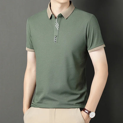 Men's Solid Color Casual Fashion Short Sleeve Polo Shirt Summer Comfortable Top for Business And Leisure