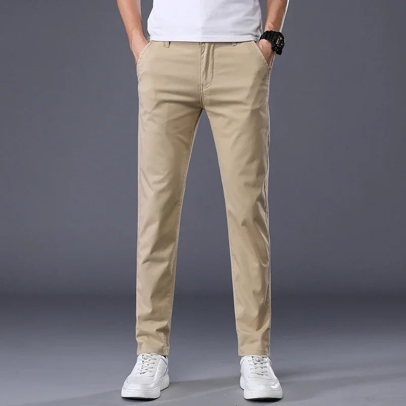 7 Colors Men's Classic Summer Thin Casual Pants Business Fashion Stretch Cotton Slim Solid Color Trousers Male Brand Clothes