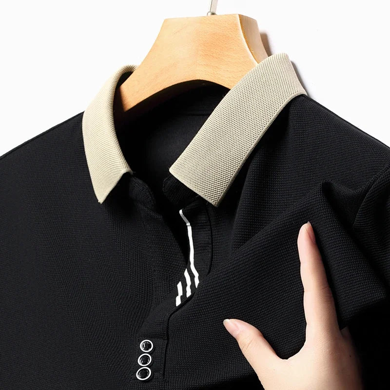 Men's Solid Color Casual Fashion Short Sleeve Polo Shirt Summer Comfortable Top for Business And Leisure