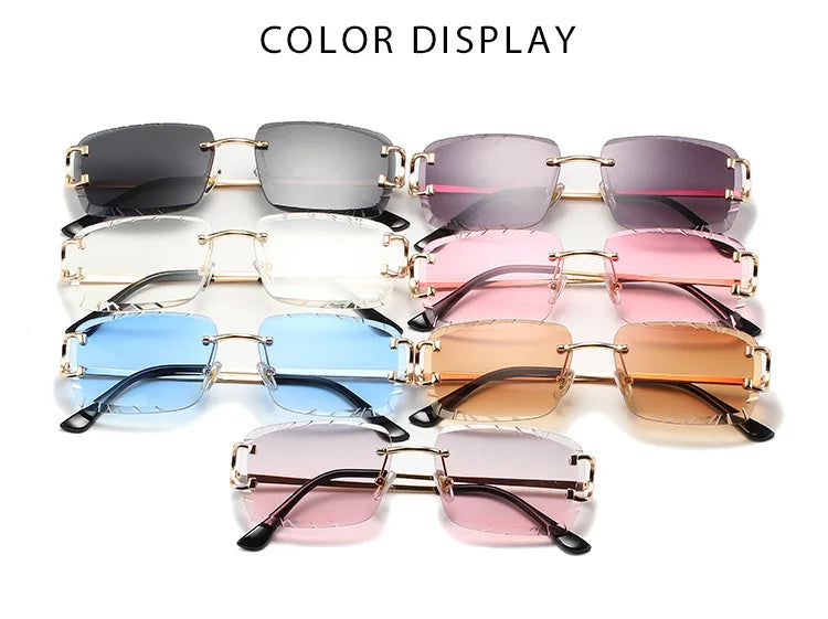 2025 Rimless Square Sunglasses Men Cupronickel Fashion Punk Gradient Sun Glasses Vintage Trendy Small Frame Eyewear UV400