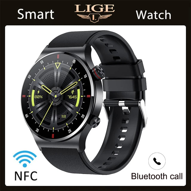 LIGE ECG+PPG Bluetooth Call Smart Watch 2023 Men AMOLED Full Touch Sports NFC Watches Men Smartwatch Waterproof For Android Ios