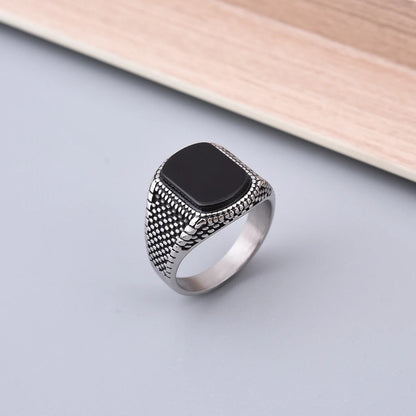 R3248 Men's High Quality 316LStainless Steel Onyx Rings Classic Fashion Trend Jewelry Eco-Friendly Material