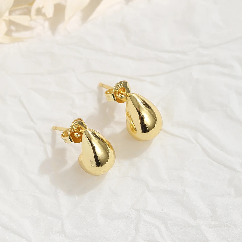 BenS Mini Gold plated Chunky Dome Drop Earrings Glossy Teardrop Stud Earrings for women 2024 Fashion jewelry wholesale E12